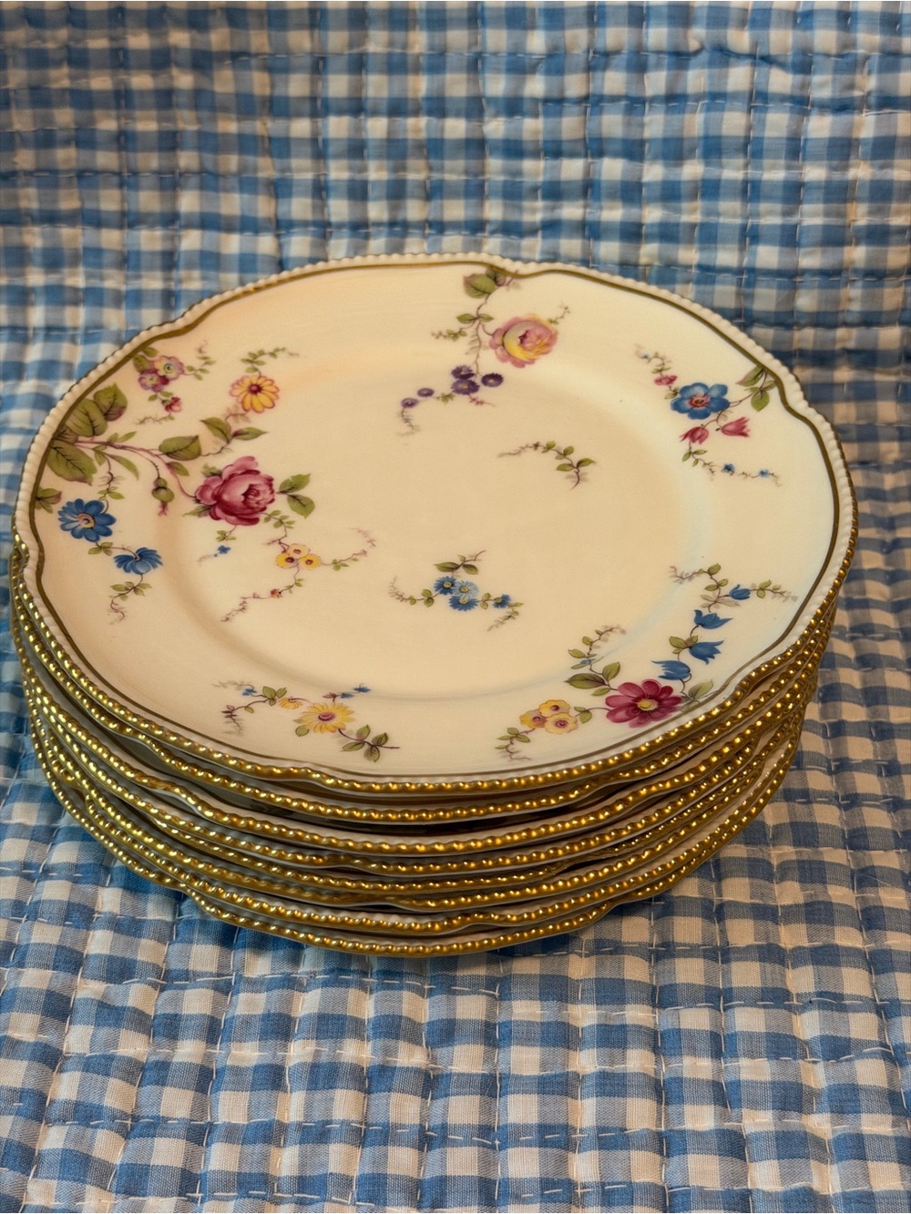 Sunnyvale Floral Porcelain Collector Salad Plates Set of 8 Scalloped Edge